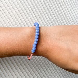 Lovely B Blue Crystal Beaded Bangle Bracelet